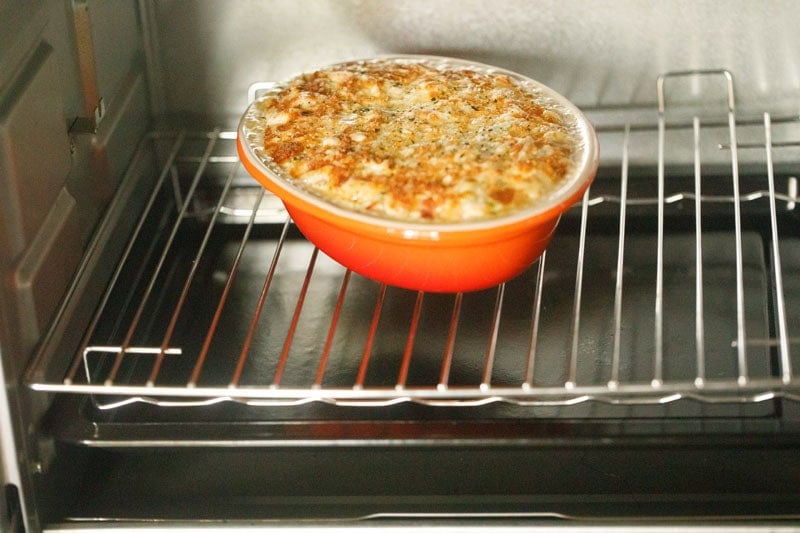 Baked vegetable au gratin in oven