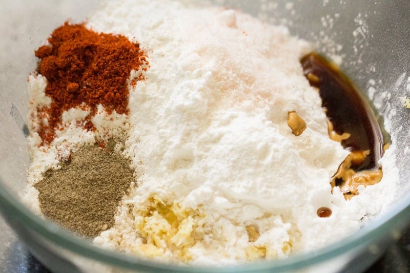 Mix of spices and flour ingredients.
