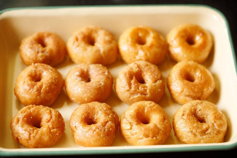 prepared balushahi placed in a serving tray.