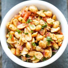 Bowl of spiced peanut chaat.
