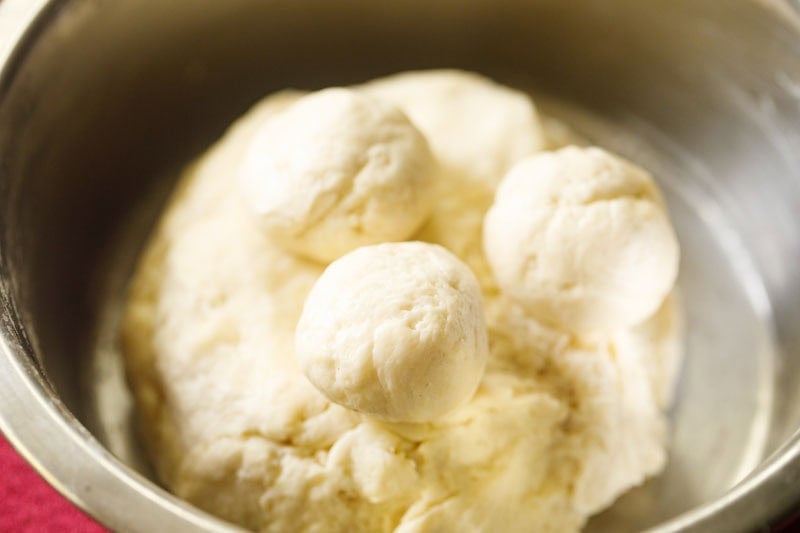 small to medium sized balls pinched from the dough.