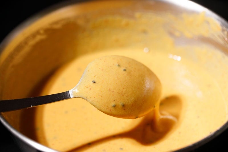 Batter coating back of spoon.