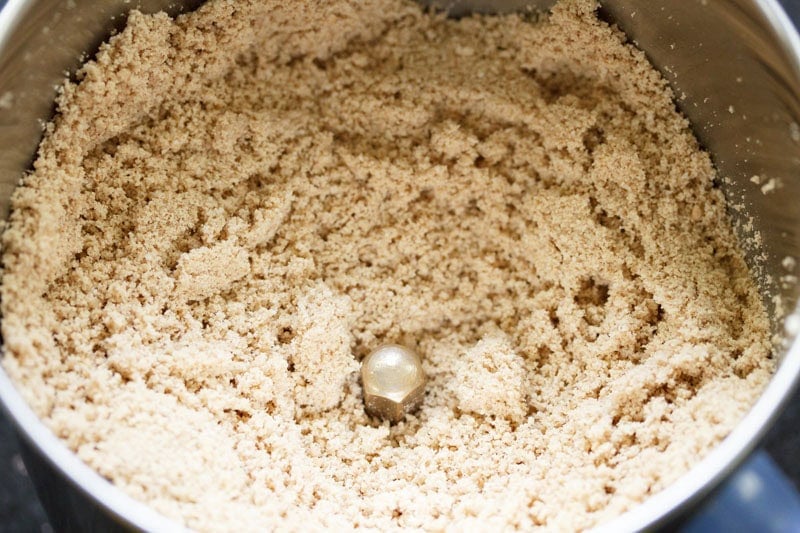 Ground sesame seeds in blender.