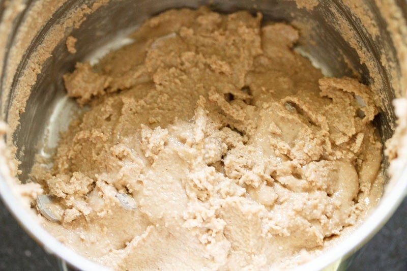 Creamy sesame seed paste in blender.
