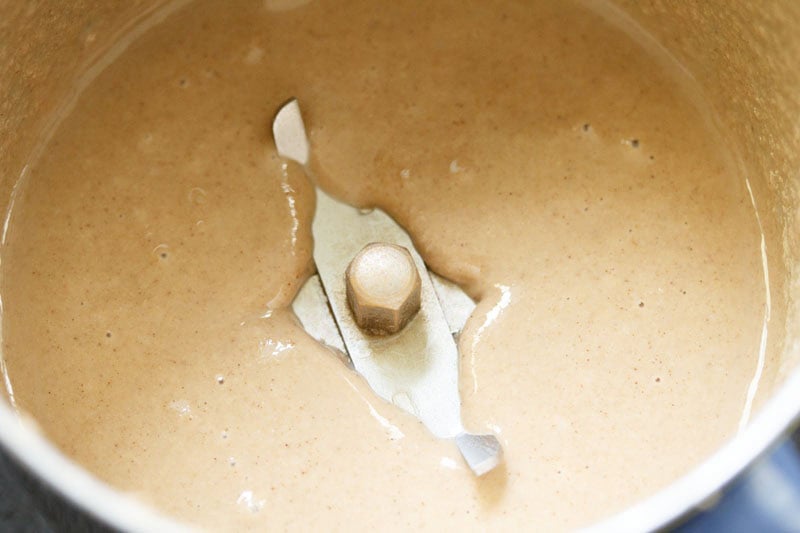 Creamy tahini in a blender.