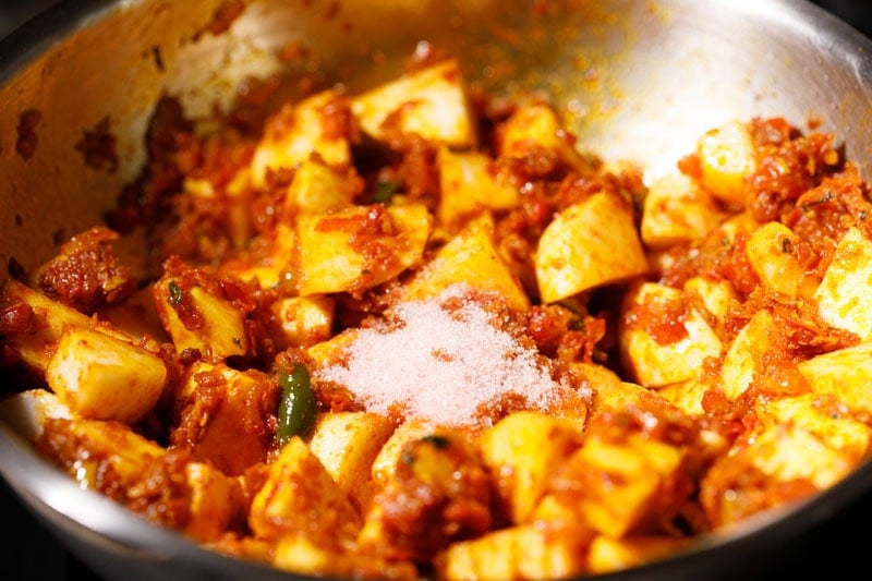 Turnips mixed with masala mixture and salt.