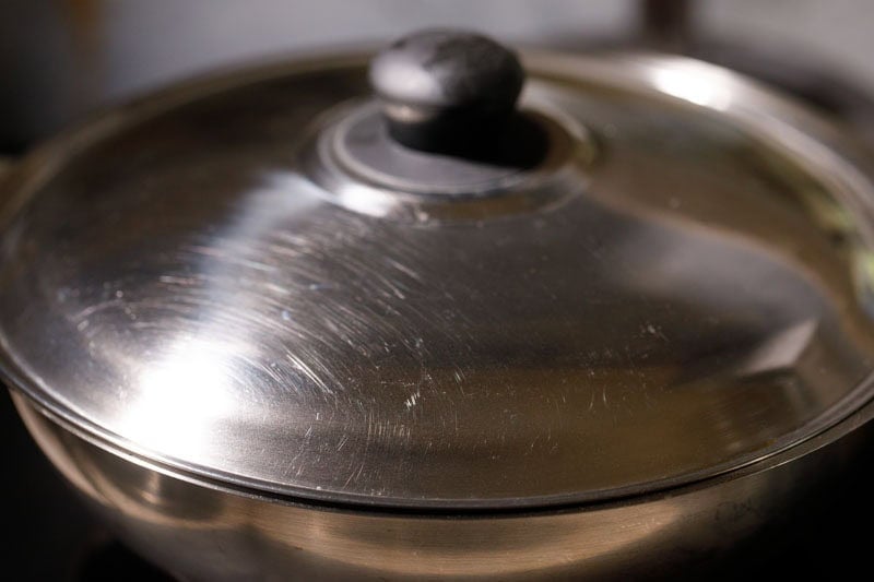 Pan covered with lid.