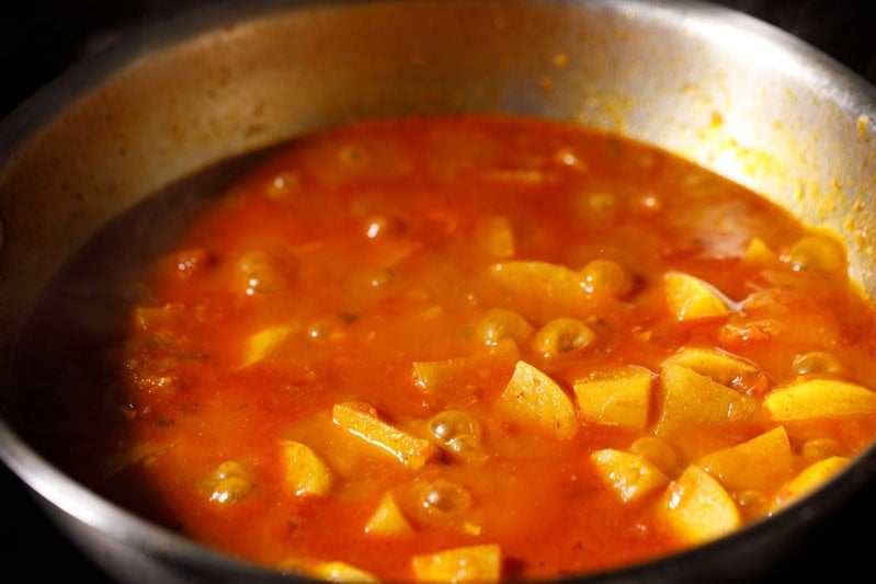 Simmering curry with turnips.