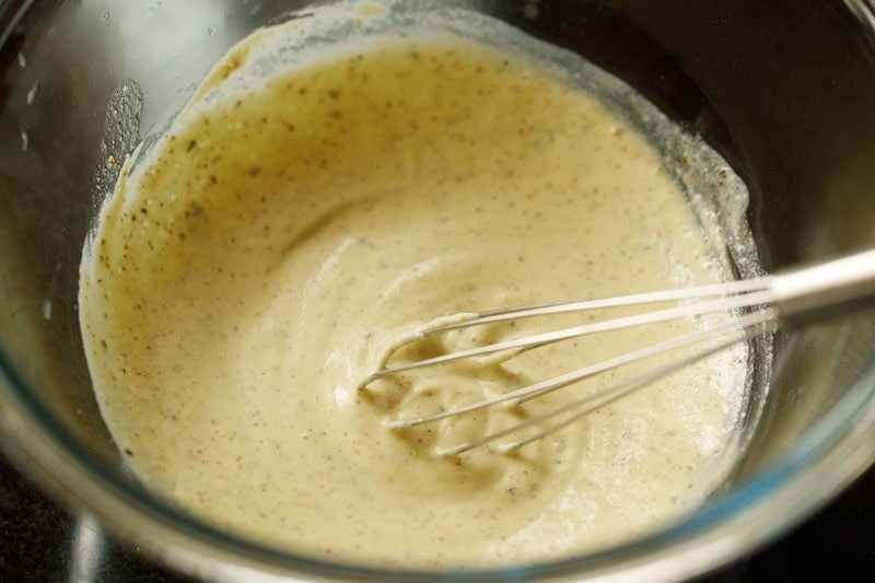 Thick, creamy mayo dressing in bowl.