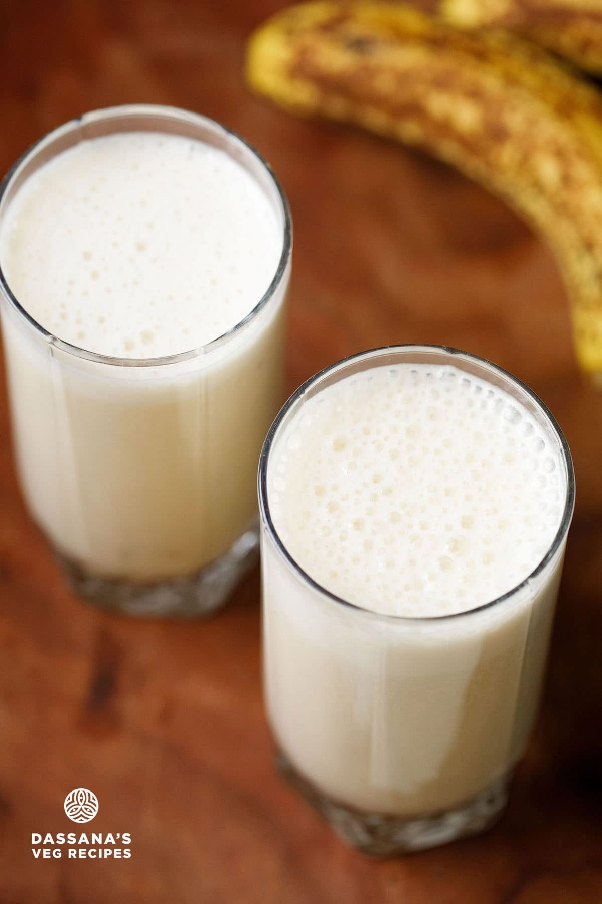 Two glasses of banana milk.
