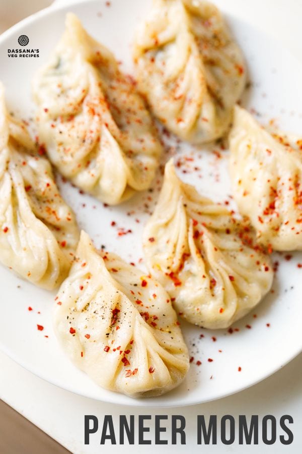 Steamed paneer moms with spicy seasonings.