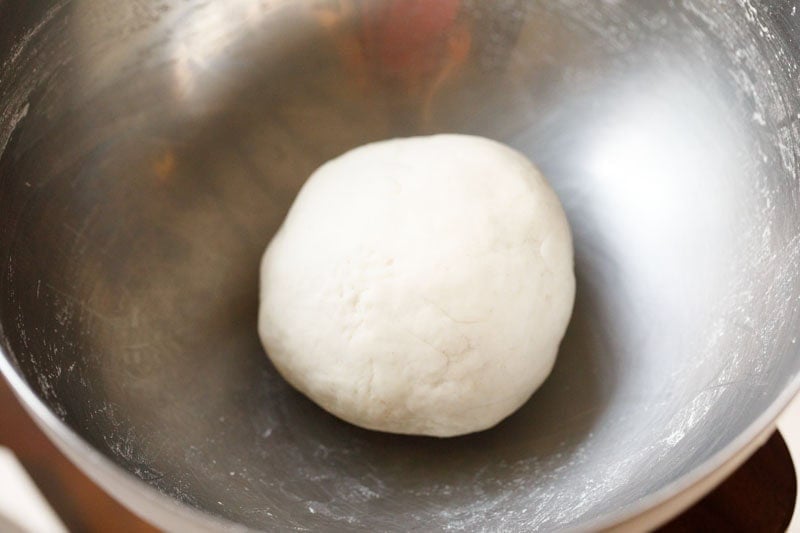Momo dough ball in a bowl.