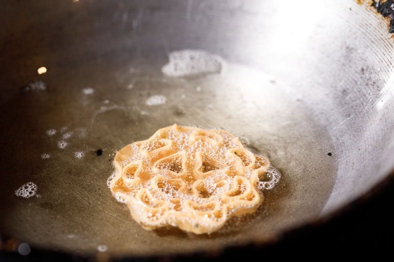 light golden rose cookie in oil.
