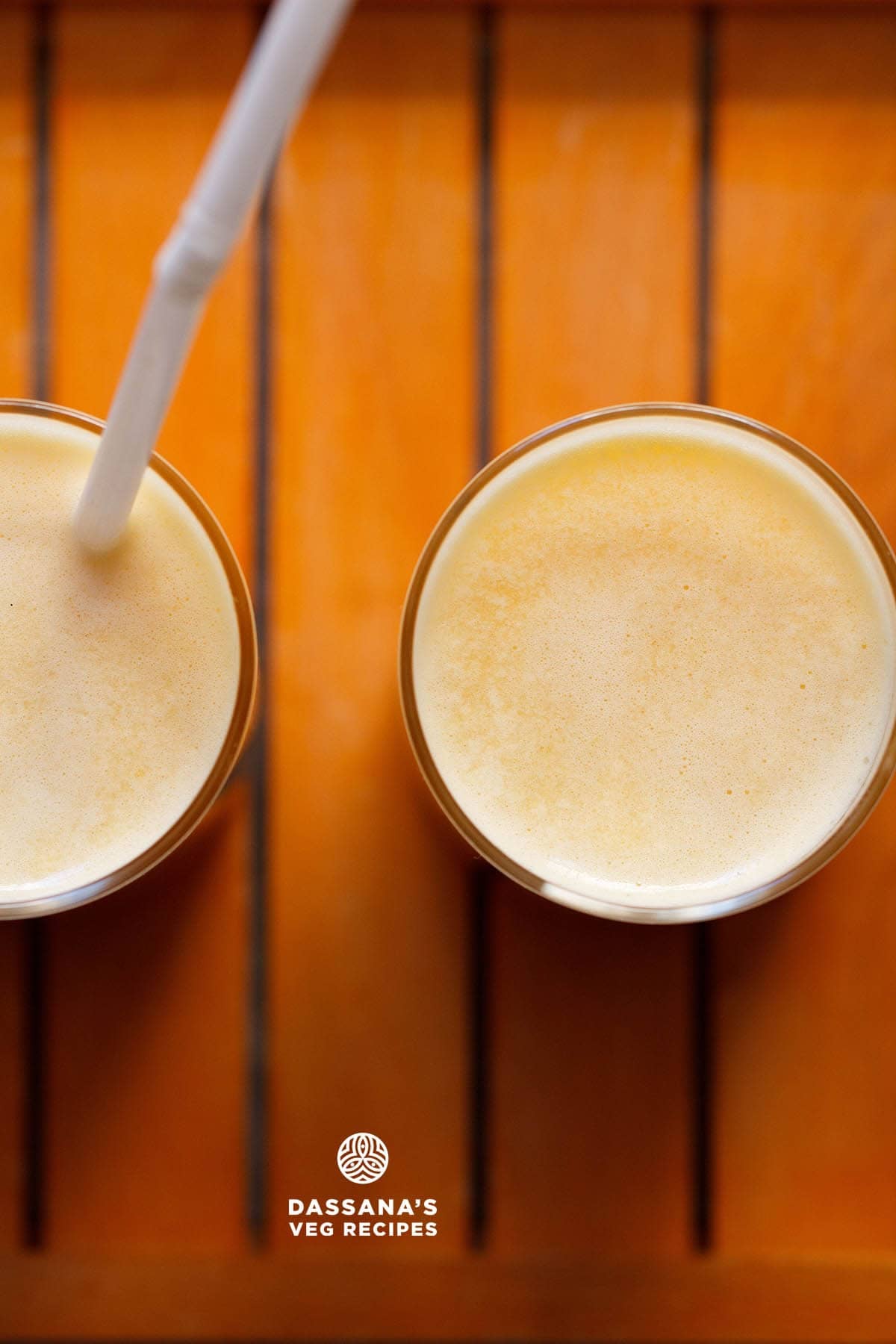 Two glasses of ganga jamuna juice.