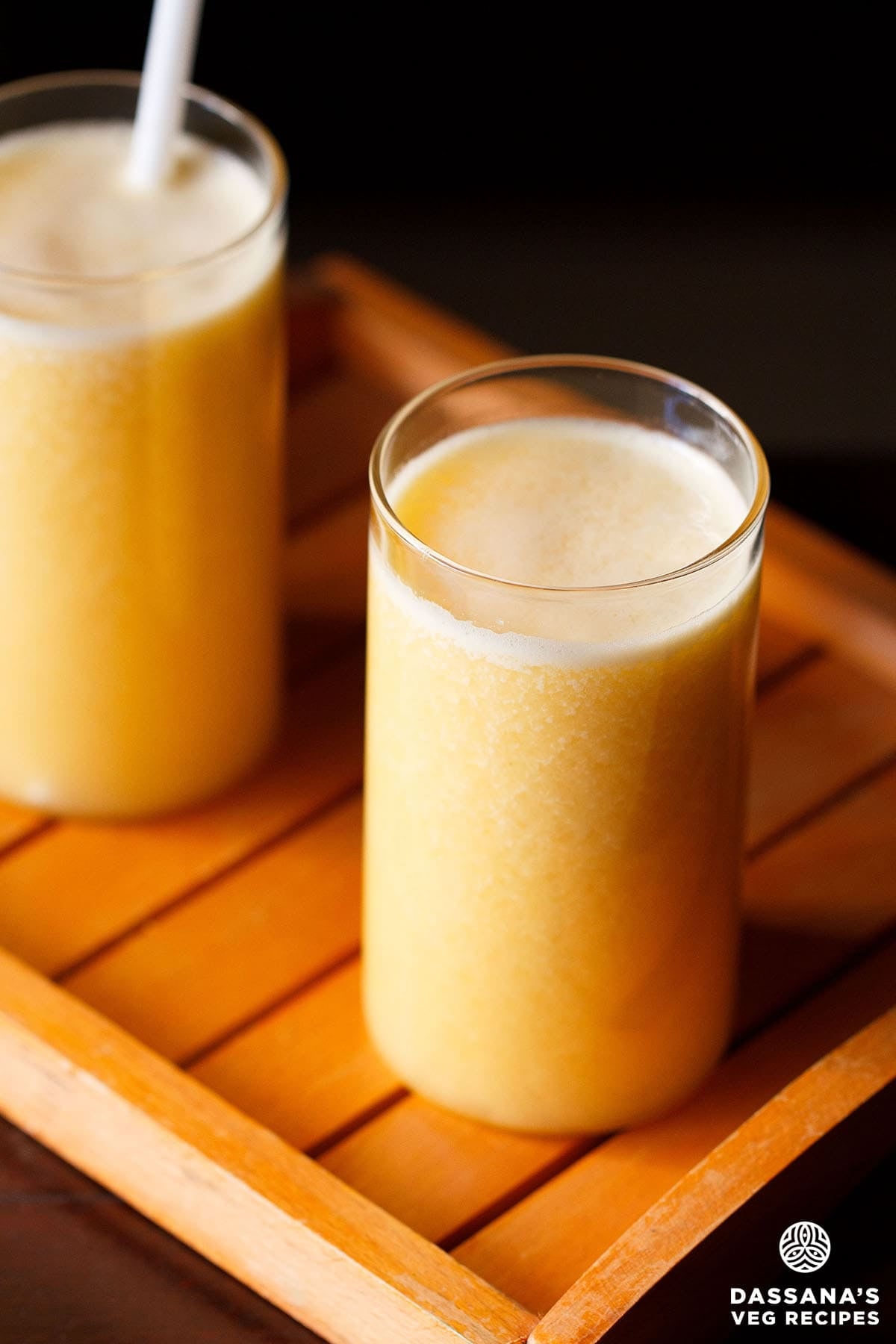 Two glasses of fresh ganga jamuna juice.