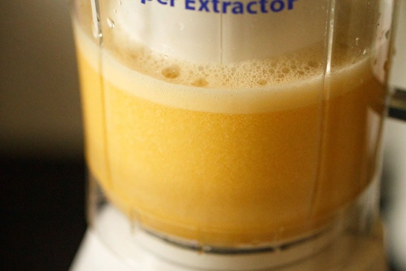 Juice extracted in a juicer.