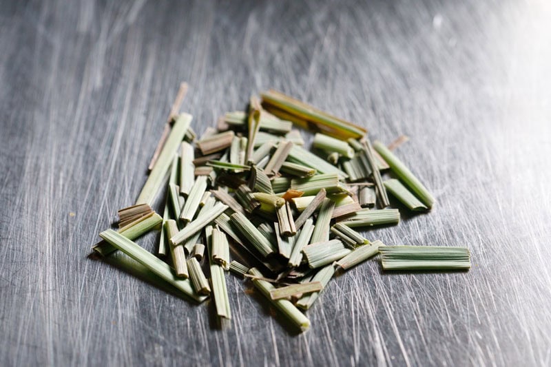 chopped lemon grass leaves.