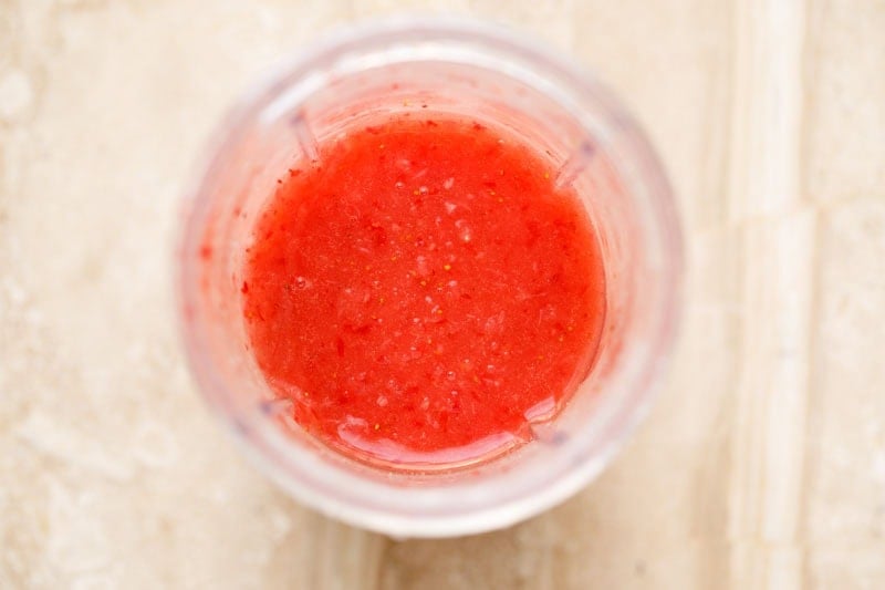 Fresh blended strawberry juice.