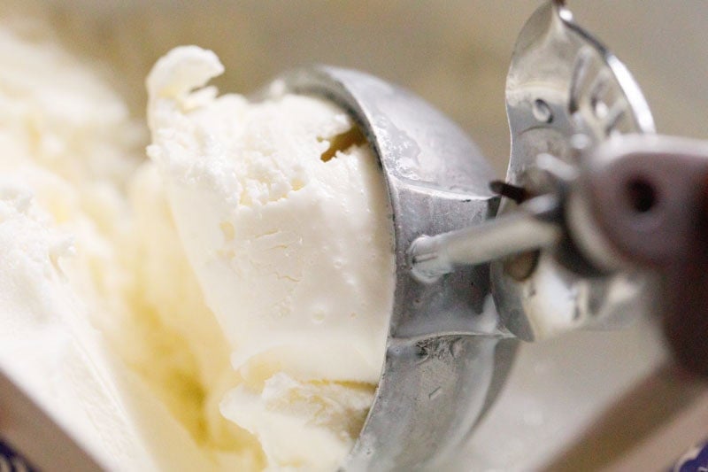 vanilla ice cream being scooped.