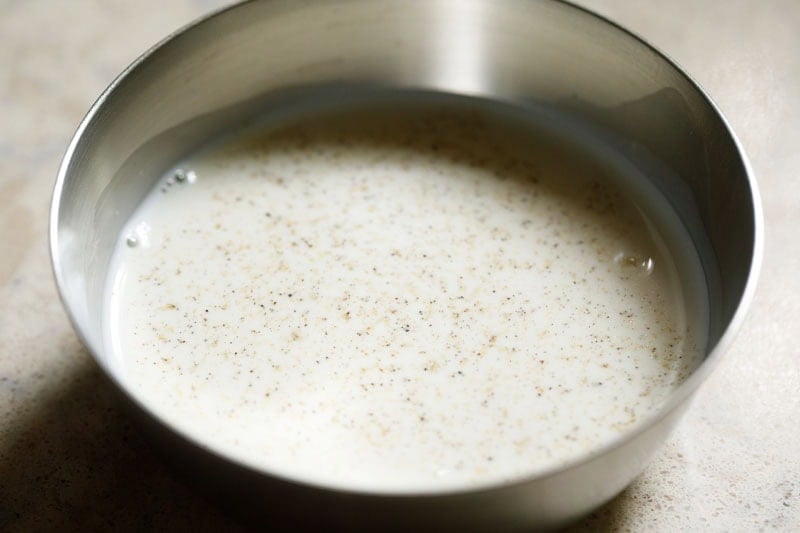 milk in a bowl.