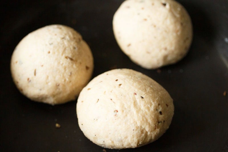 Three balls of dough.