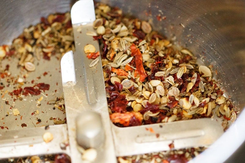 Spices ground coarsely to make masala vada.
