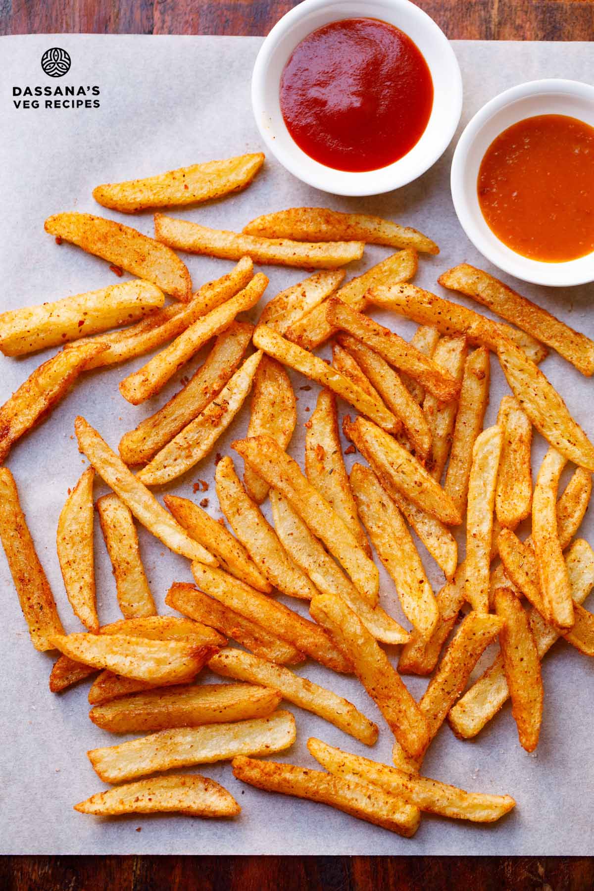 Crispy peri peri fries with dips.