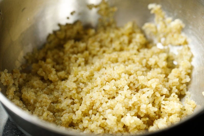 Rinsed bulgur in a bowl.