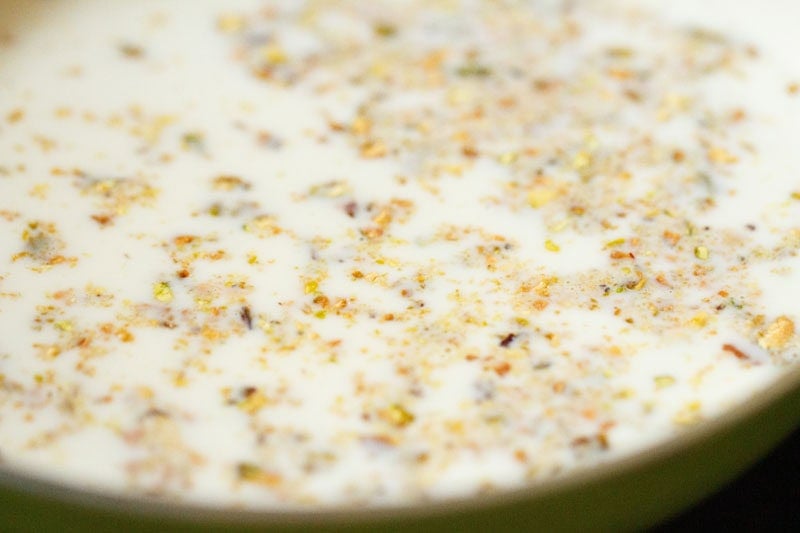 Crushed pistachios mixed with milk.