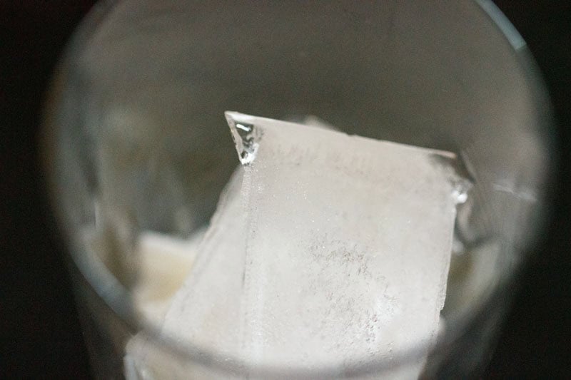 Ice cubes in glass.