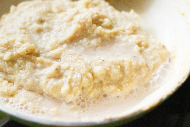 Rose water added to cream barfi mixture.