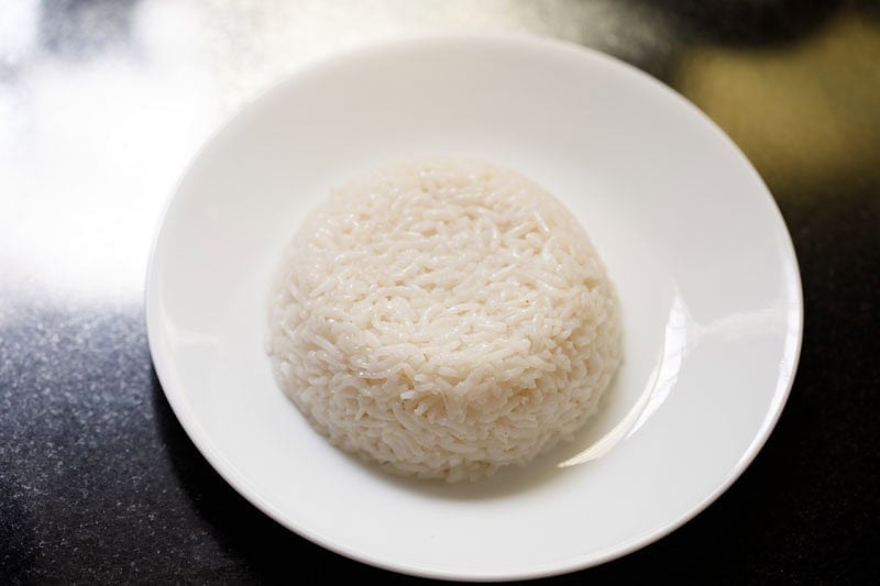 Rice mound on a plate.