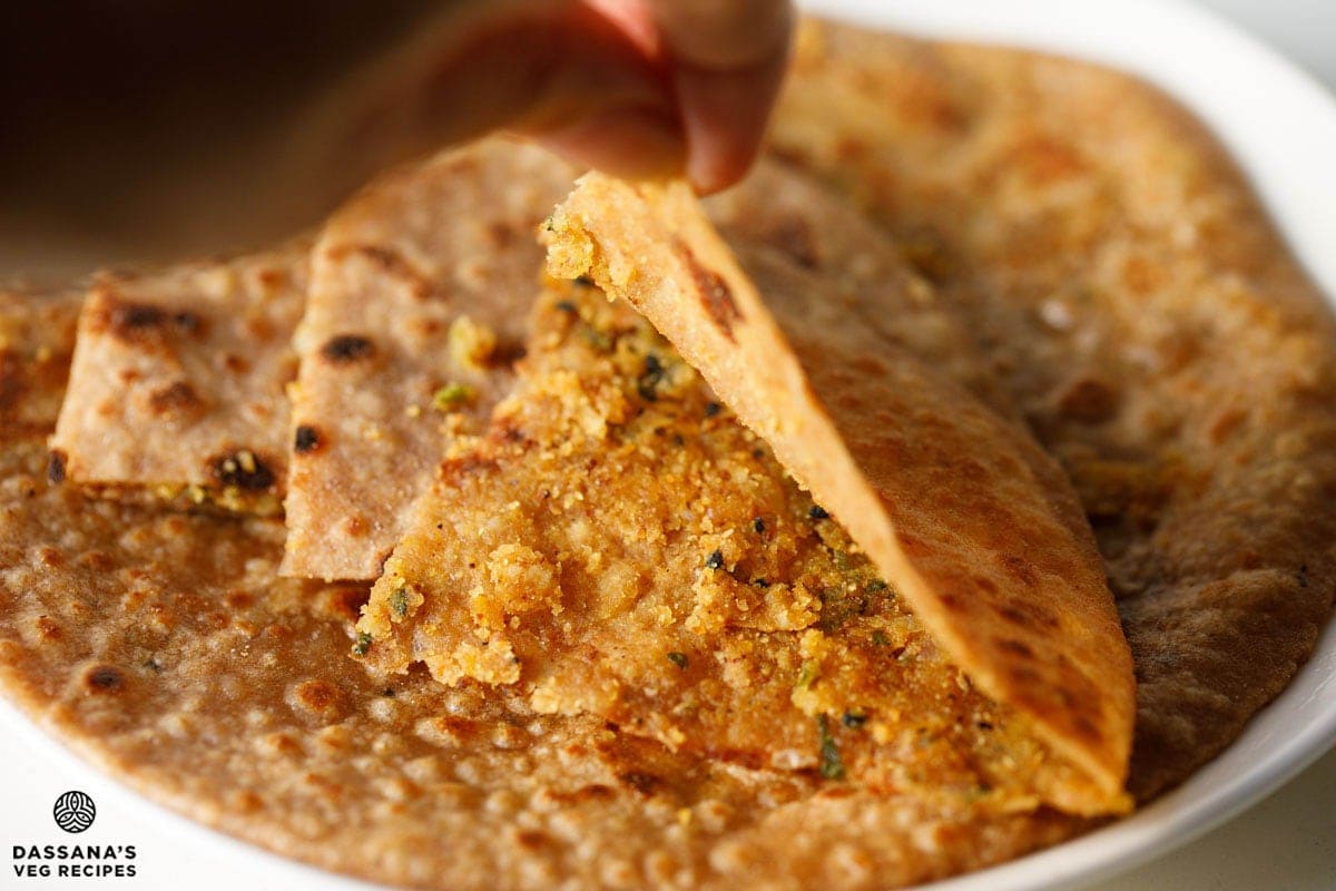 Sattu paratha with sattu filling inside.