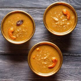 Three bowls of Kerala sweet dessert ada pradhaman.