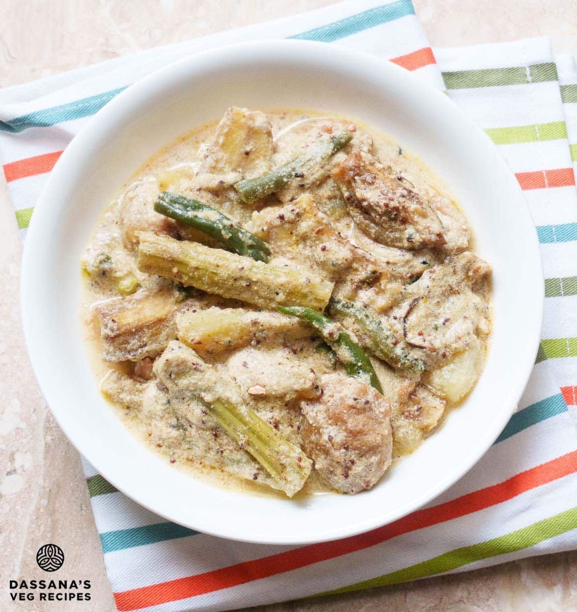 Bowl of Bengali shukto curry.
