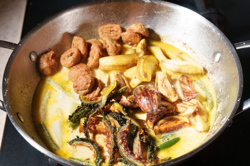 Vegetable curry in a cooking pot